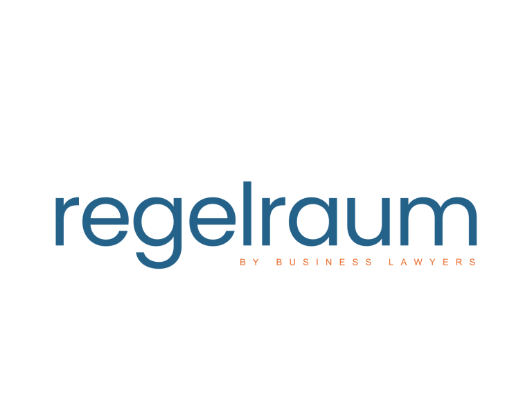 Logo von Regelraum in blauer Schrift auf weißem Hintergrund.